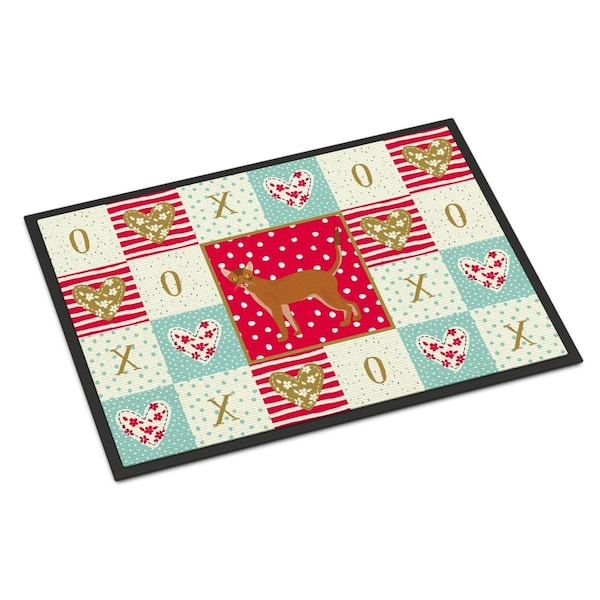 Carolines Treasures 18 x 27 in. Red Abyssinian Cat Love Indoor or Outdoor Mat CK5539MAT - main